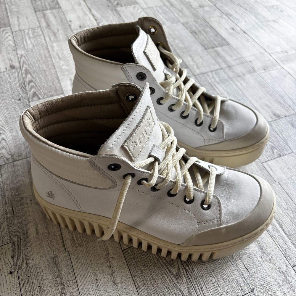 Art Company Platform White Leather‎ Hi Tops Light Shoes Boots Y2K women's Sz 39